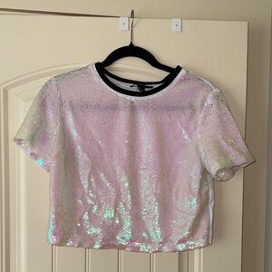 Forever 21 Iridescent Sequin Crop Top